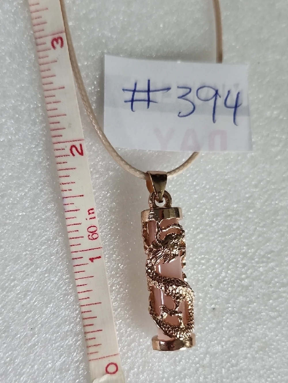 Hand Crafted Rose Gold Dragon Pendant Necklace with Blush Stone